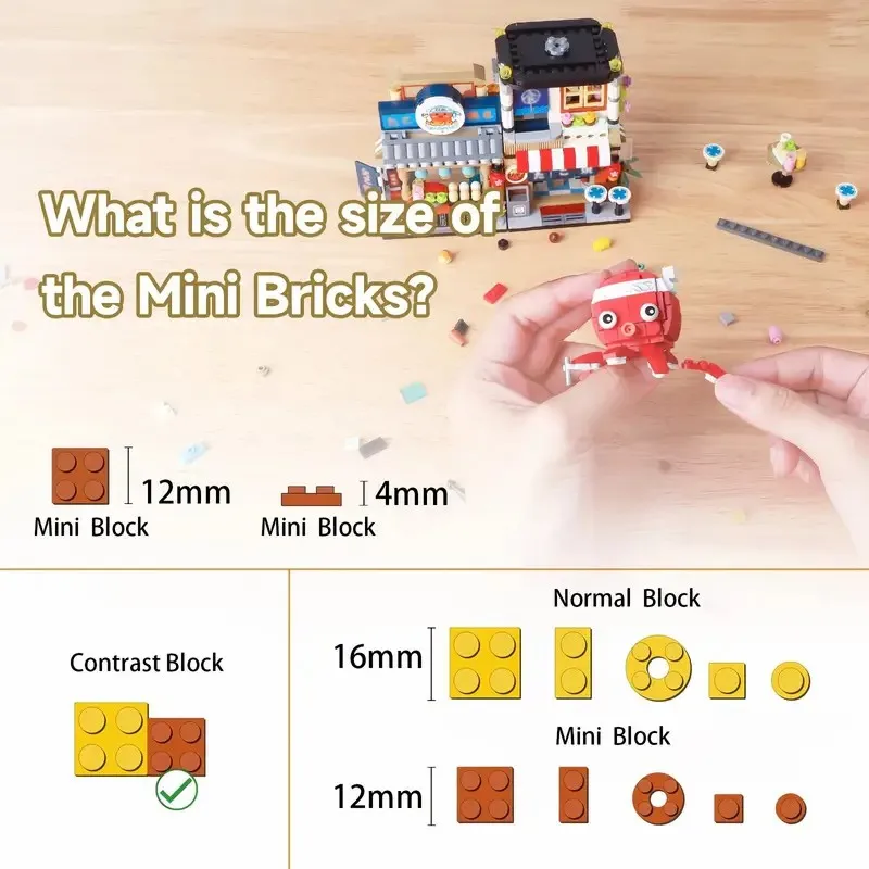 Mini Building Blocks City Street Takoyaki Restaurant Building Model Assembly Bricks Children\'s Educational Toys Gifts