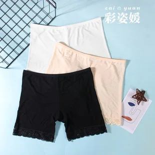 Lace Edge Bottoms Women Summer Thin Seamless Sexy Lace Anti-glow Safety Pants Modal Low Waist Lace Safety Panties for Female