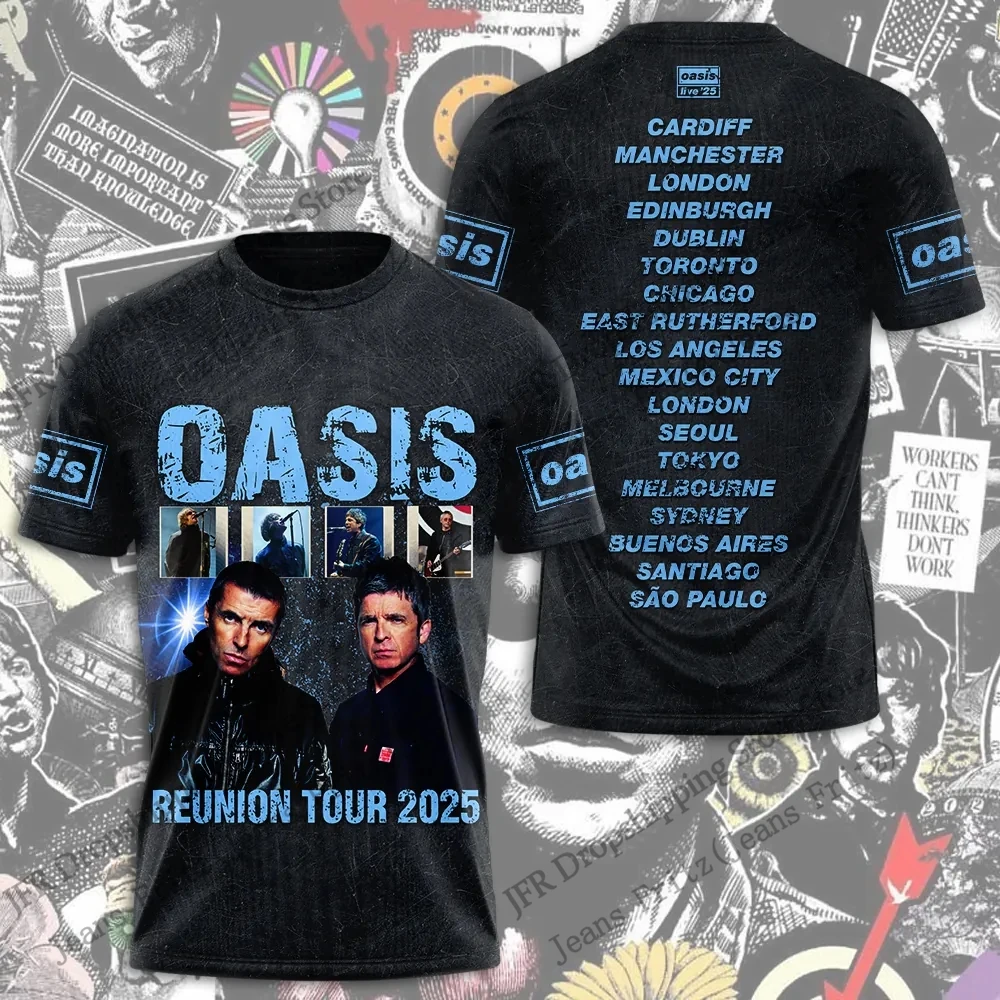 2026 New Vintage Oasis Live Album Band 3d Print T-shirt Men Women Fashion Street Plus Size Short Sleeve Tops Tees Kids Clothing