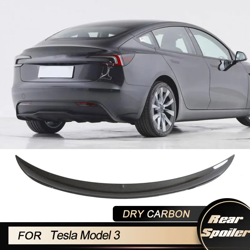 

Car Rear Trunk Spoiler Wings For Tesla Model 3 Sedan 4-Door 2023 Racing Rear Boot Lid Wing Lip Spoiler Prepreg Dry Carbon