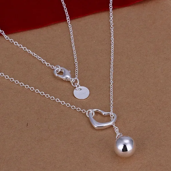 Silver color exquisite noble luxury gorgeous fashion women lady charming loving drop shot necklace jewelry N164