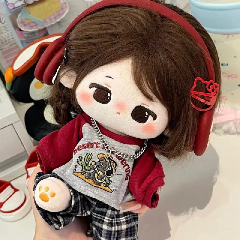 20cm cute casual retro style cotton doll clothes with no attributes, T-shirt shorts, spring and autumn internet celebrity set