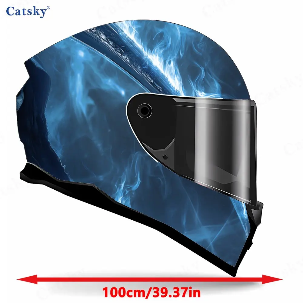 Blue-flamed Reaper Pattern Helmet stickers , PVC Material Multifunctional Helmet Stickers, Scratch-Resistant & Fade-Proof, Easy