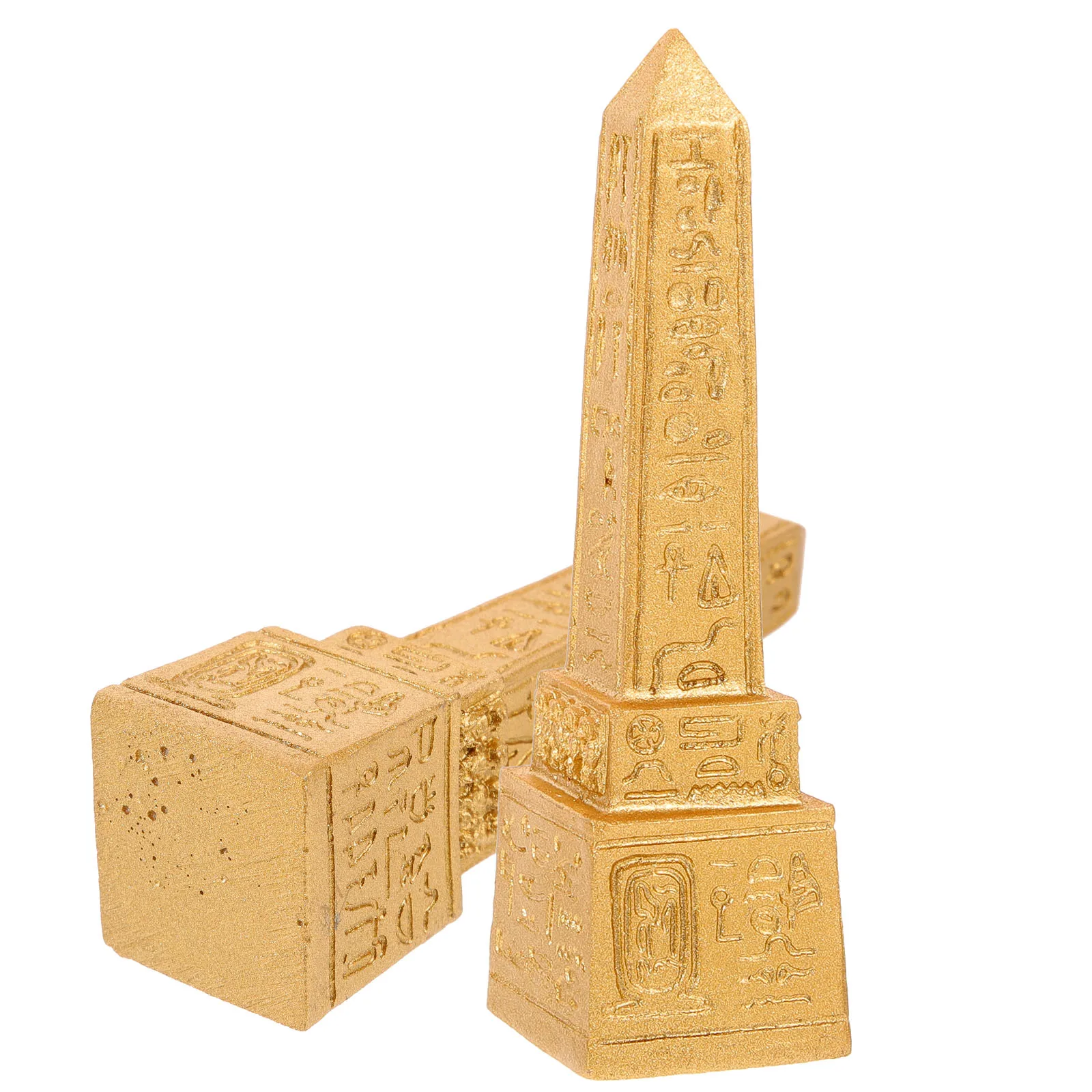 2pcs Obelisk Sand Tool Sculpture Resin Ancient Egypt Theme Figurines Temple Decor Home Ornament Small Statue