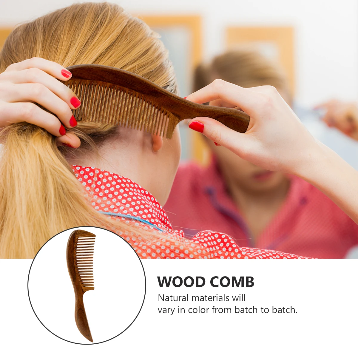 

HairComb Wooden FineTeeth Massage Professional FamilyUse Bamboo Women ColorVariation ScalpSmooth