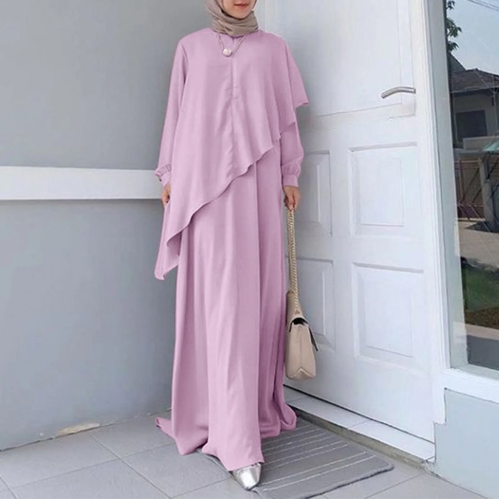 Women Muslim Islamic Abaya Dress Long Sleeve Vintage Robe Modest Simple Dress Female Ramadan Islamic Clothing Kaftan Vestidos