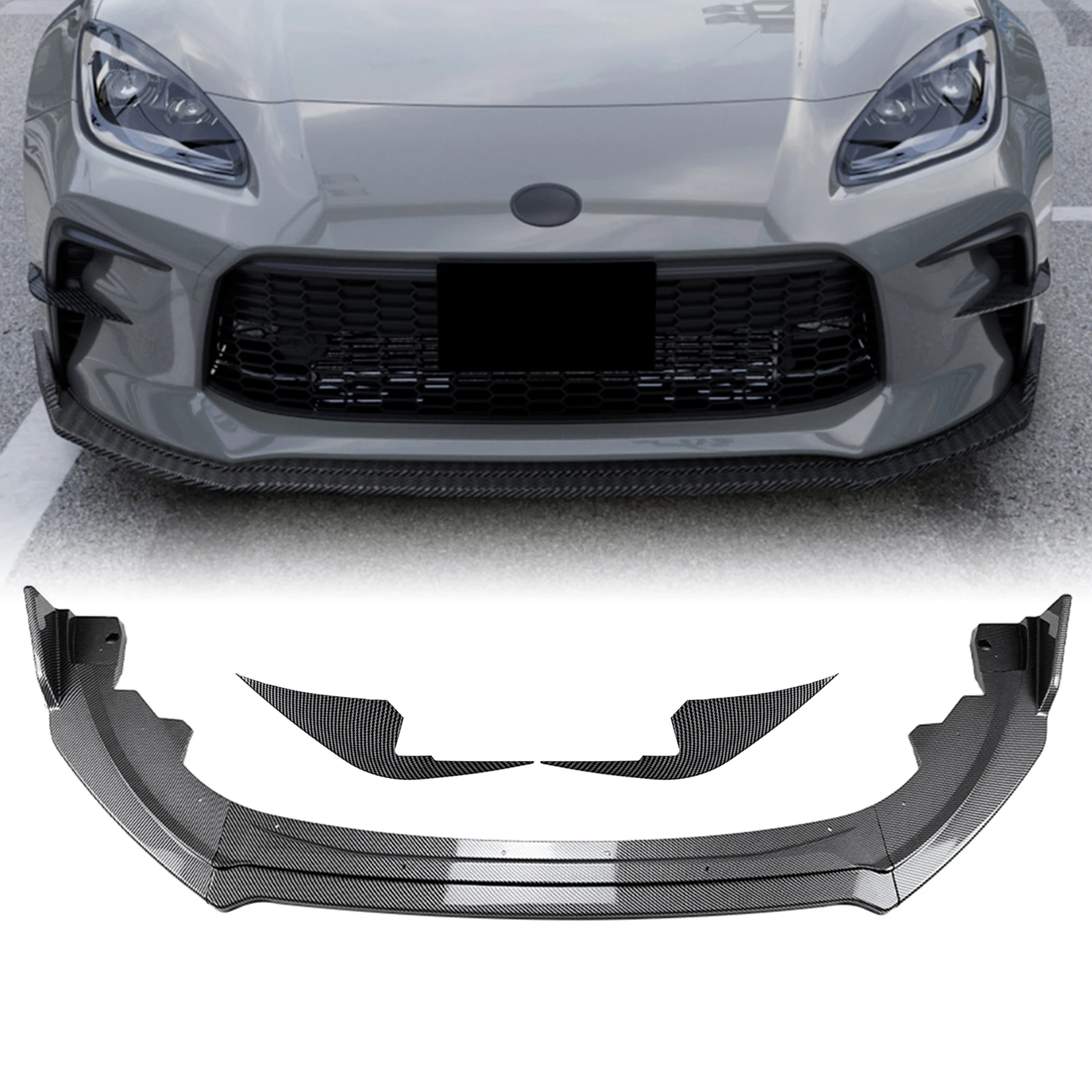 

Front Bumper Spoiler Lip + Side Splitter Corner Cover For Toyota GR86 2022-2024 Coupe 2-Door Car Lower Protector Blade Body Kit