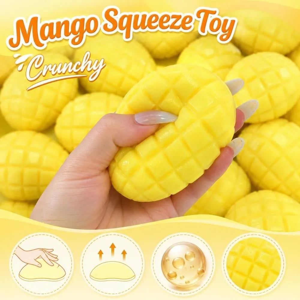 Crunchy Mango Squeeze Sound Effects Building Blocks Realistic Fruits Pinch Hand Relax Comfortable Crackling Mango Squishy