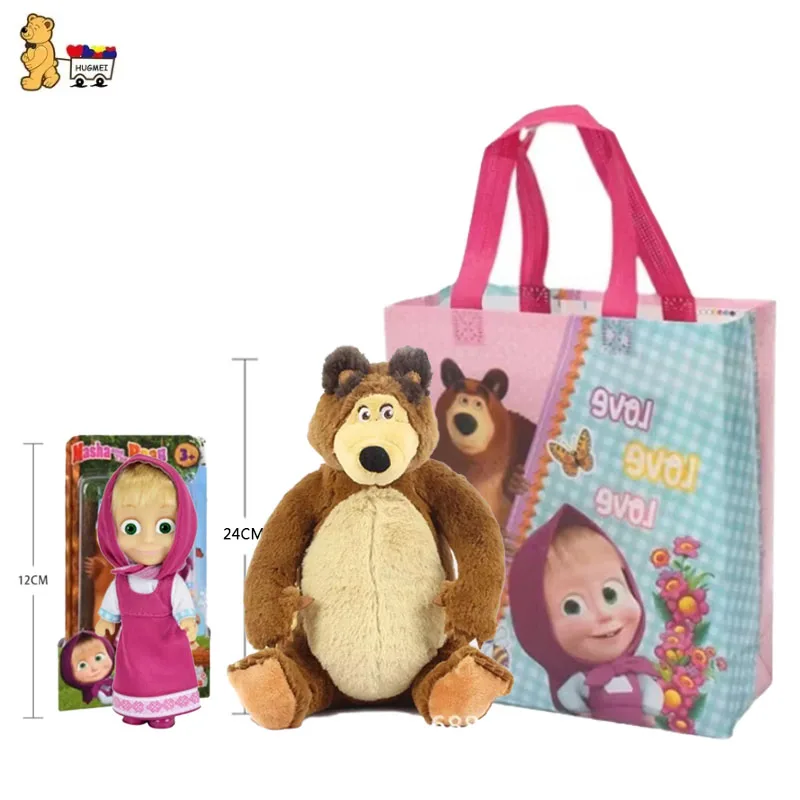 Nuevo Masha y el oso muñeca de juguete oso muñeca cómoda para niños regalo de cumpleaños personajes de Anime Masha Kawaii conjunto de regalo sorpresa