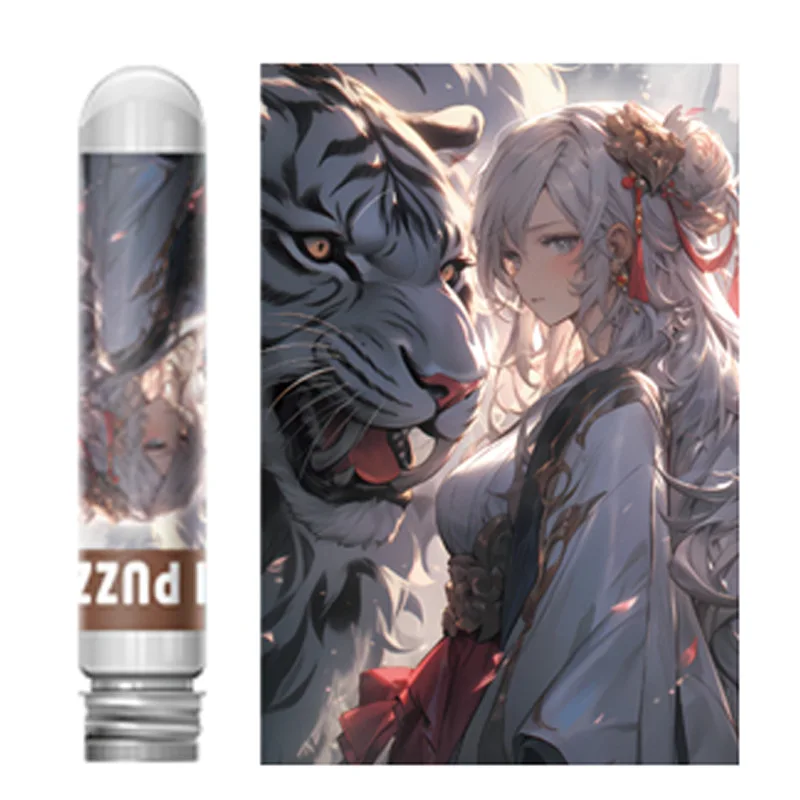 

150PCS Mini Test Tube Cartoons Tiger Jigsaw Puzzle for Adult Kids Decompression Toys Game Family Educational Toys 3 Years Old