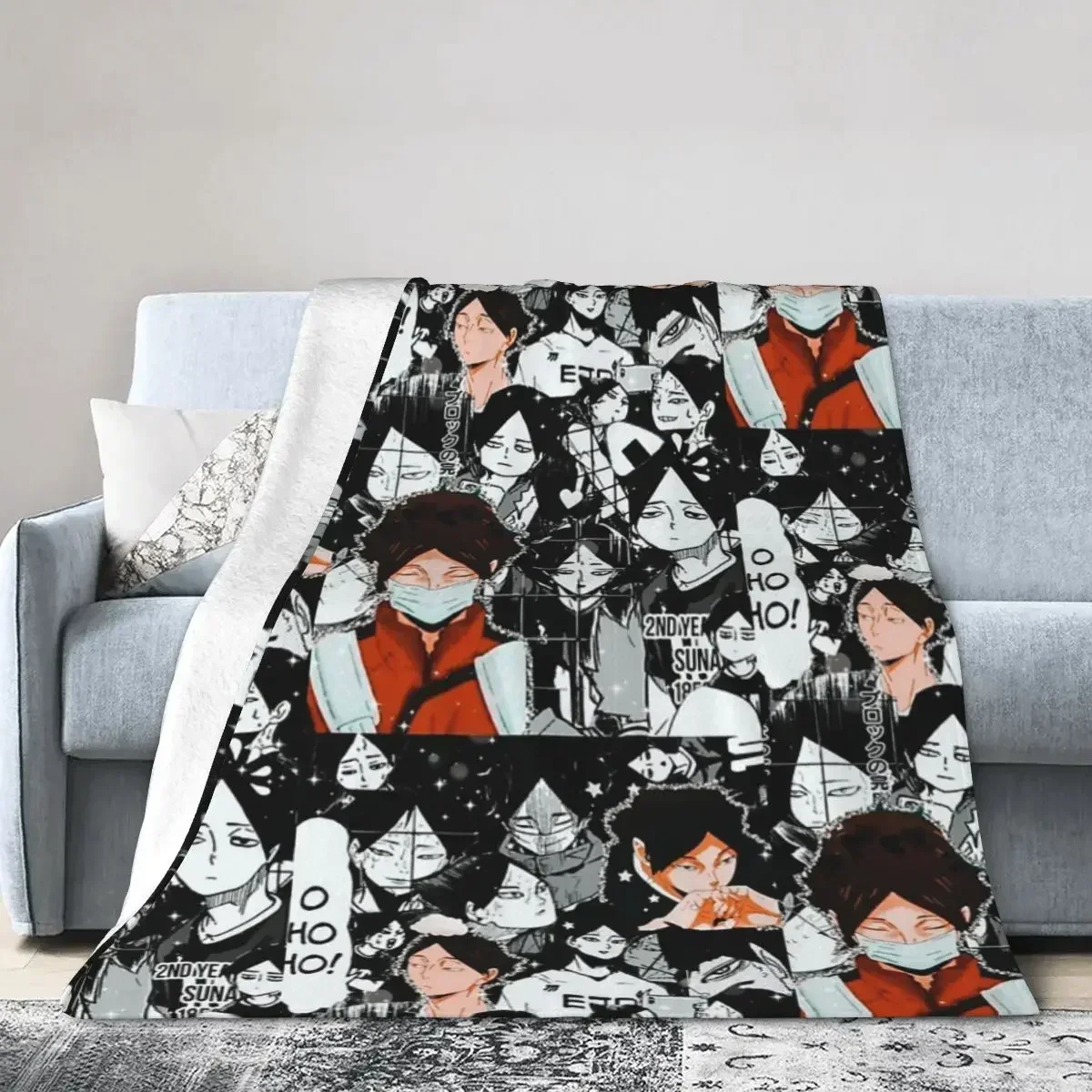 Flannel Throw Blanket Suna Rintarou Manga Collage Blankets Bedspread Warm Plush Blanket for Bed Living room Picnic Travel Home
