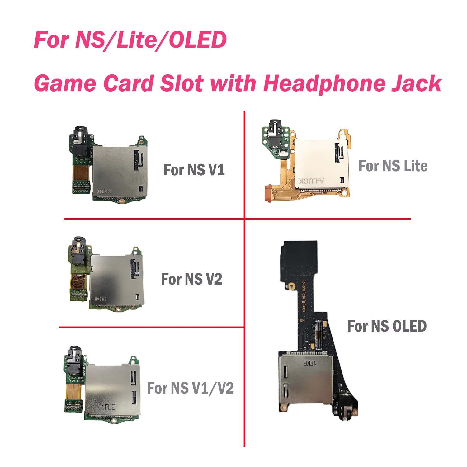 

New for Nintend Switch NS Lite NS OLED Game Card Slot Board Game Cartridge Socket Reader w Earphone Jack PCB Audio Headset Port