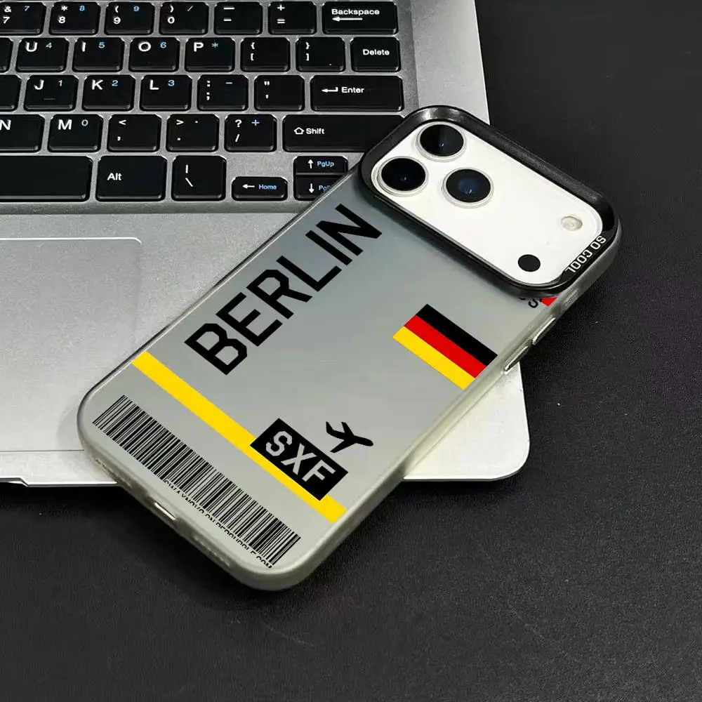 Avião berlin caso de telefone para iphone 17 16 15 14 13 12 11 pro max ar colorido fosco laser aurora à prova de choque caso de telefone