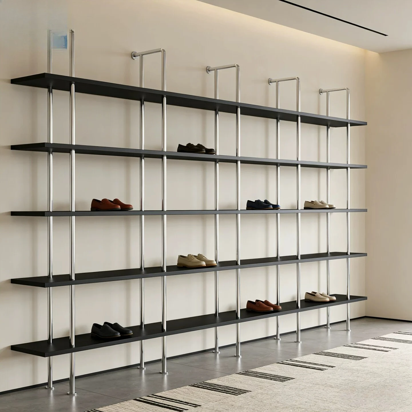 

Shoe store rack stainless steel bag display floor-to-ceiling display cabinet clothing store shelf