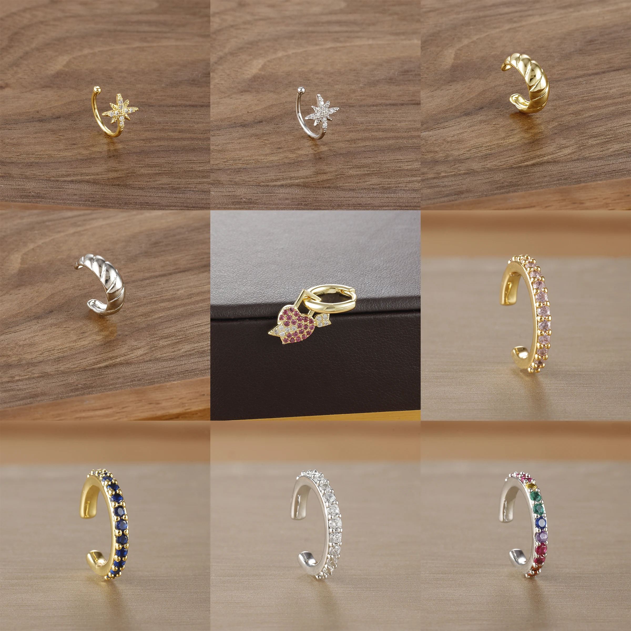 Nowa moda Klips do ucha w kształcie gwiazdy w kolorze złotym dla kobiet Dziewczyny Kpop Słodka cyrkonia ze stali nierdzewnej Nie przekłuwający mankiet na ucho Biżuteria estetyczna