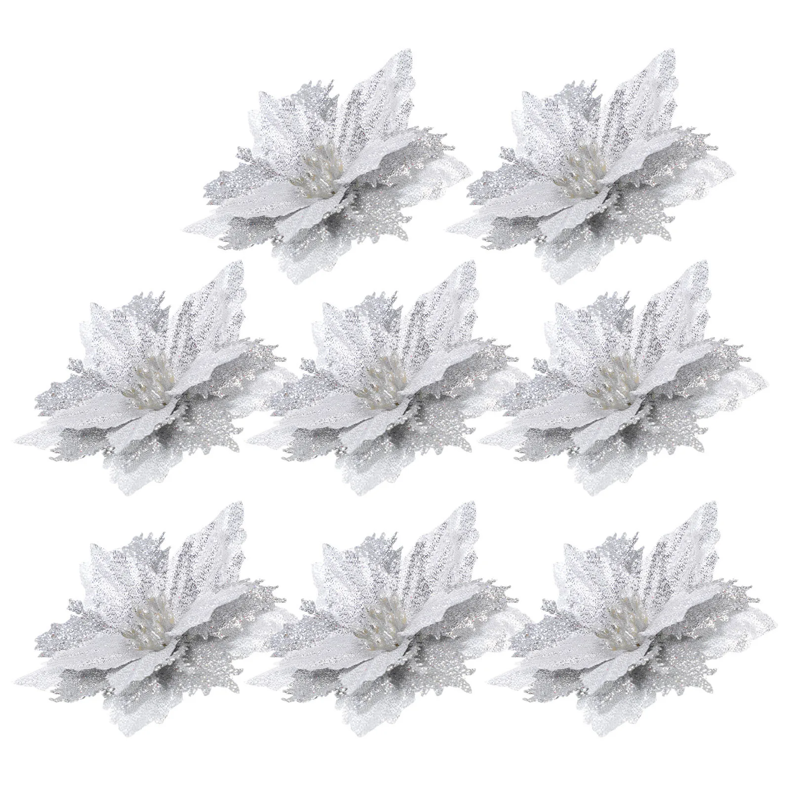 

8Pcs Christmas Flower Decor Artificial Xmas Tree Decorations Party Holiday Wedding Photography Lifelike Bright Vivid Simulation