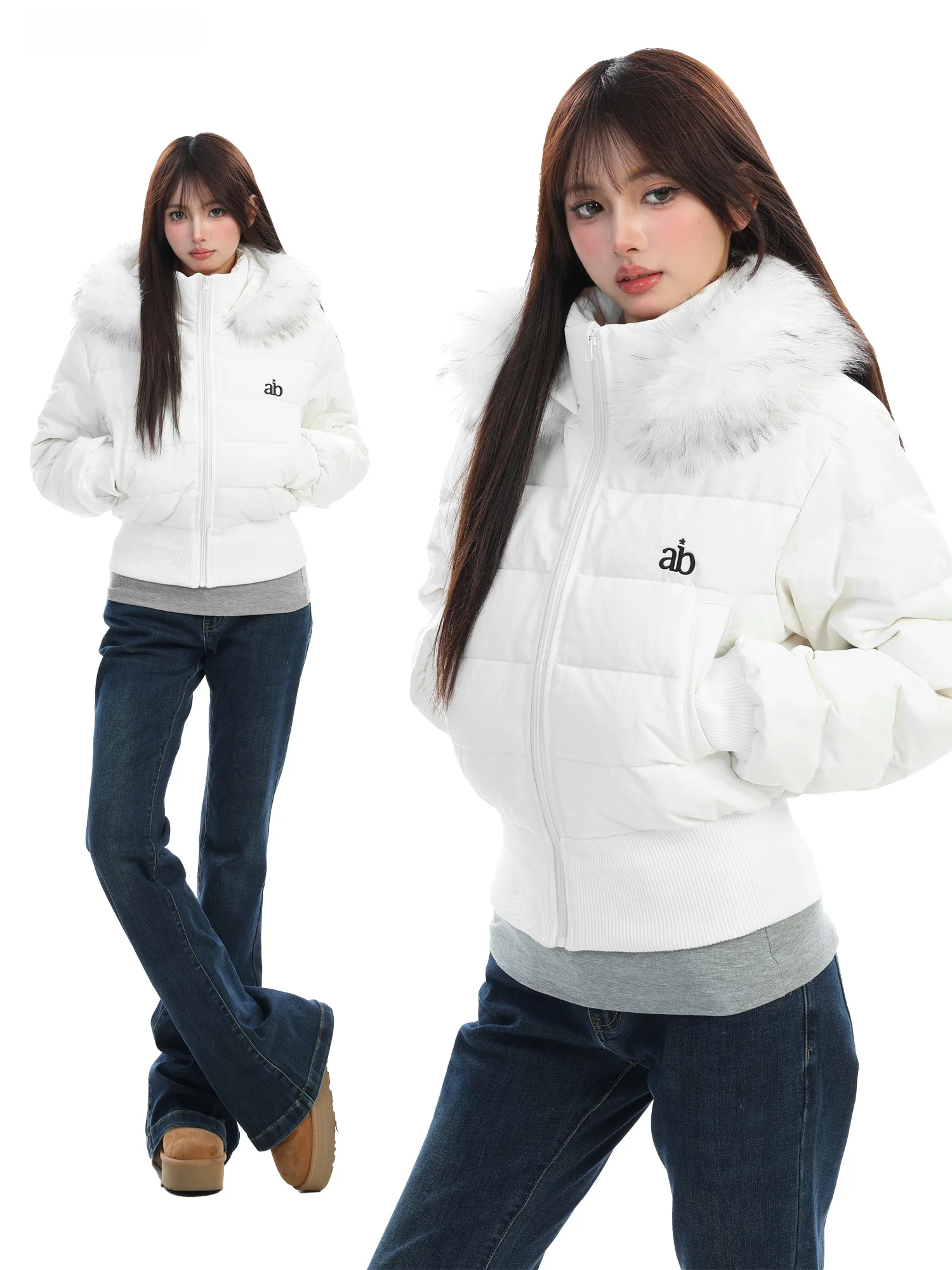 

Женская белая утепленная зимняя куртка с капюшоном, хлопковая, в уличном стиле, модная, теплая верхняя одежда