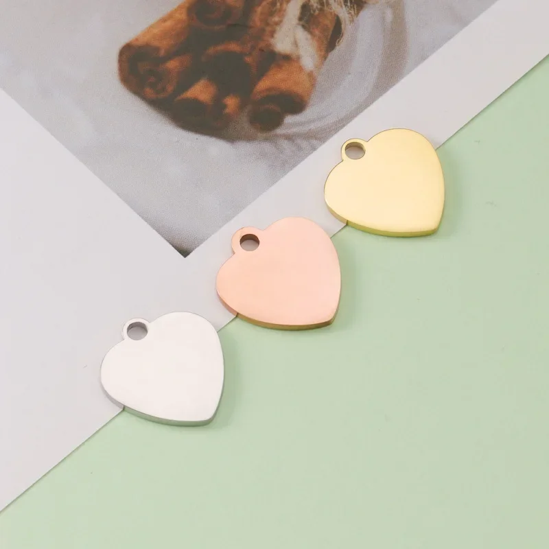 304 Mirror Polished Stainless Steel Love Heart Stamping Blanks Tags Charm Pendant Jewelry For Women DIY 17*16mm 20piece/lot
