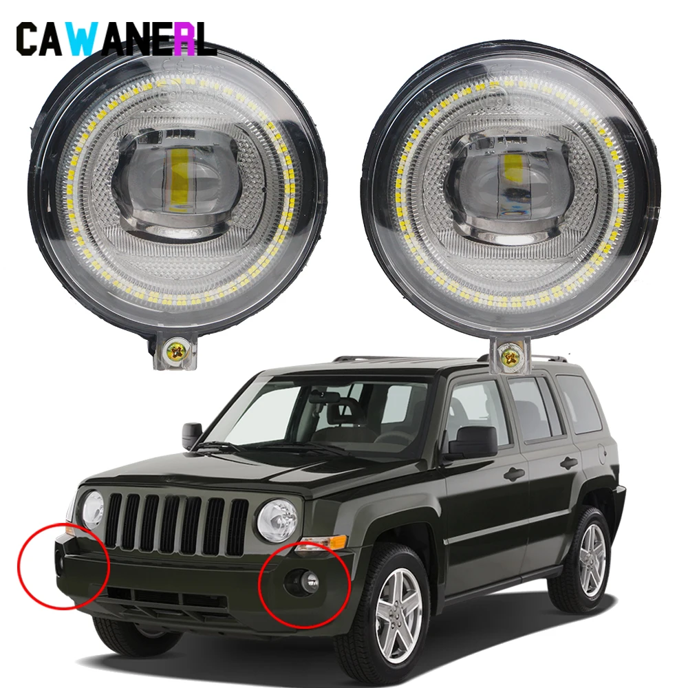 2 X Upgrade Angel Eye LED światła przeciwmgielne DRL dla Jeep Patriot (MK) 2007 2008 2009 9005 H10 przedni zderzak samochodowy reflektor do jazdy dziennej przeciwmgielne w ciągu dnia