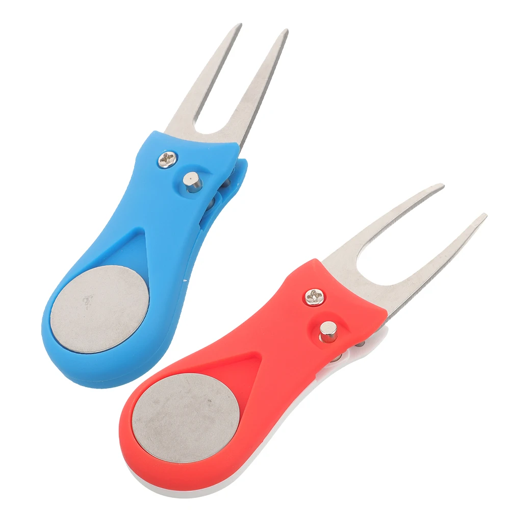 

2pcs Golf Repair Portable Ball Marker Fork Metal Stainless Steel Portable Lawn Tool Golfer Accessories Training Equipment
