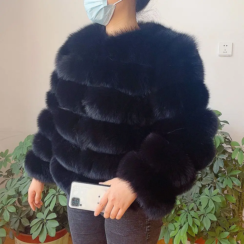 100% Natural Fur Jacket Real Fur Coat Winter Jacket Women Natural Fox Fur Luxury Fashion 50cm Short Jacket Wholesale Hot 2022