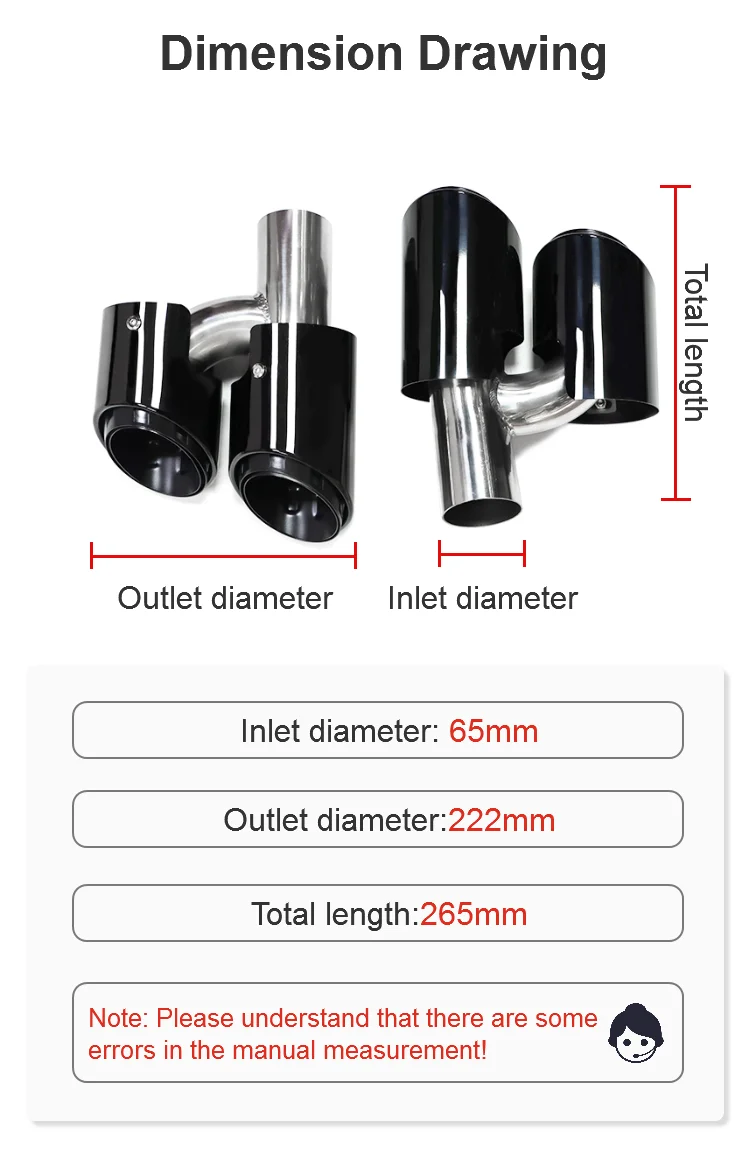 Sypes para porsche panamera 09-13 970 alto desempenho 304 aço inoxidável titânio preto silenciador de escape do carro bocal de escape