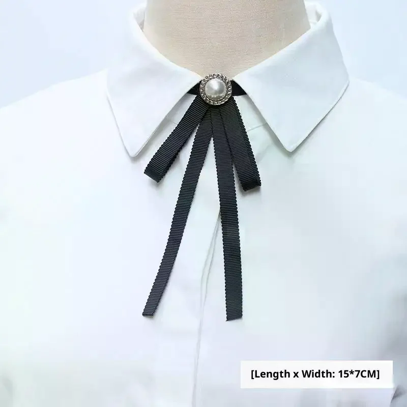 1 шт., британский корейский студенческий стиль, лента ручной работы, черный галстук-бабочка, булавки, галстук-бабочка для женщин и девочек, банк, белая рубашка, воротник с цветком