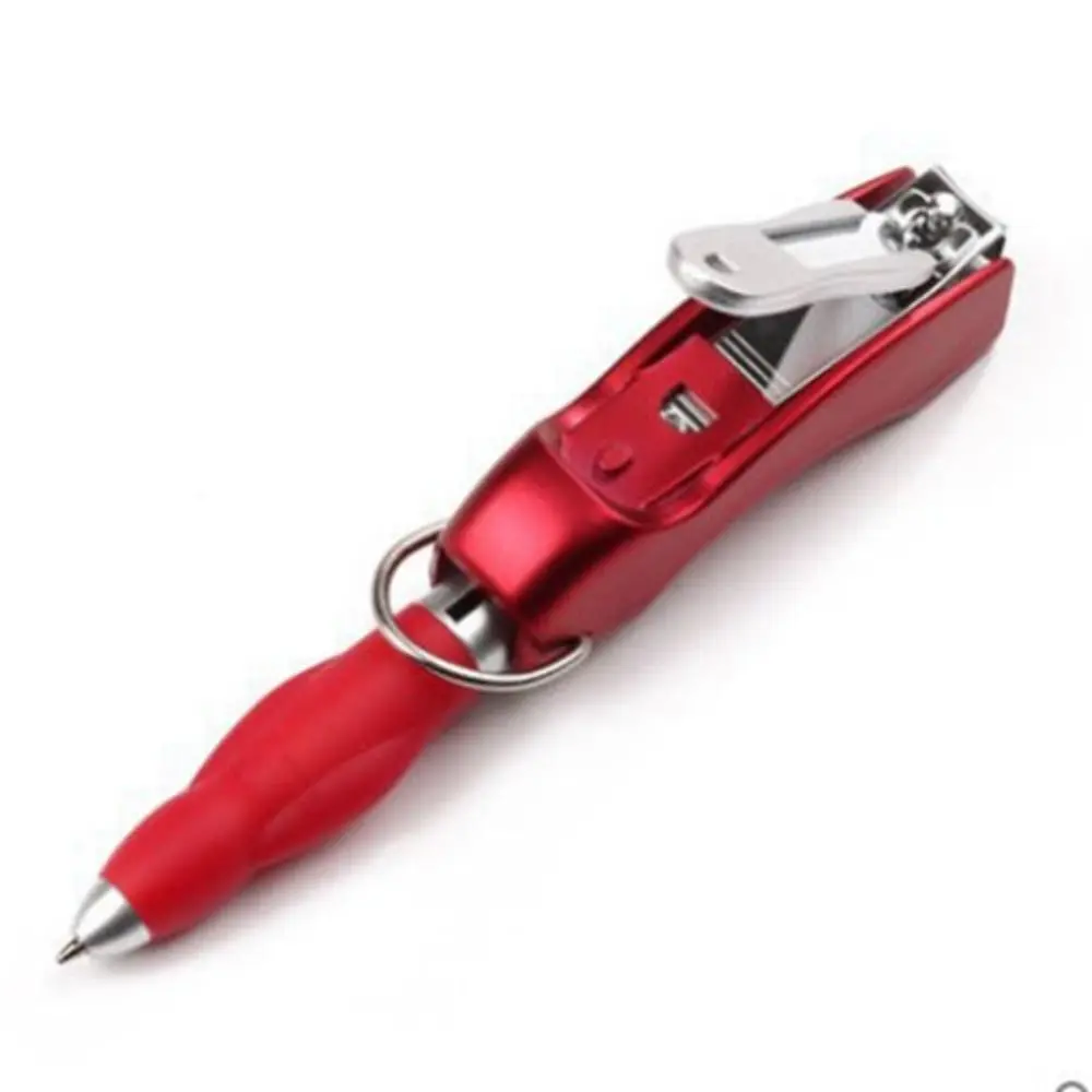 Multifunctional Nail Clipper Ballpoint Pen 0.7 Blue Refill Keychain Pen Portable Foldable ABS Ballpoint Pen Creative Stationery