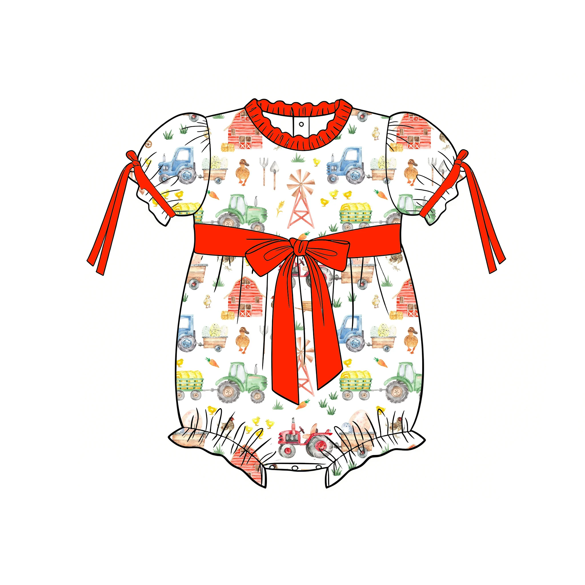 Newborn Baby Romper Farm Animals Prints Doll Neck Shorts Sleeve Baby Clothing Bunnies Baby Bubble Romper
