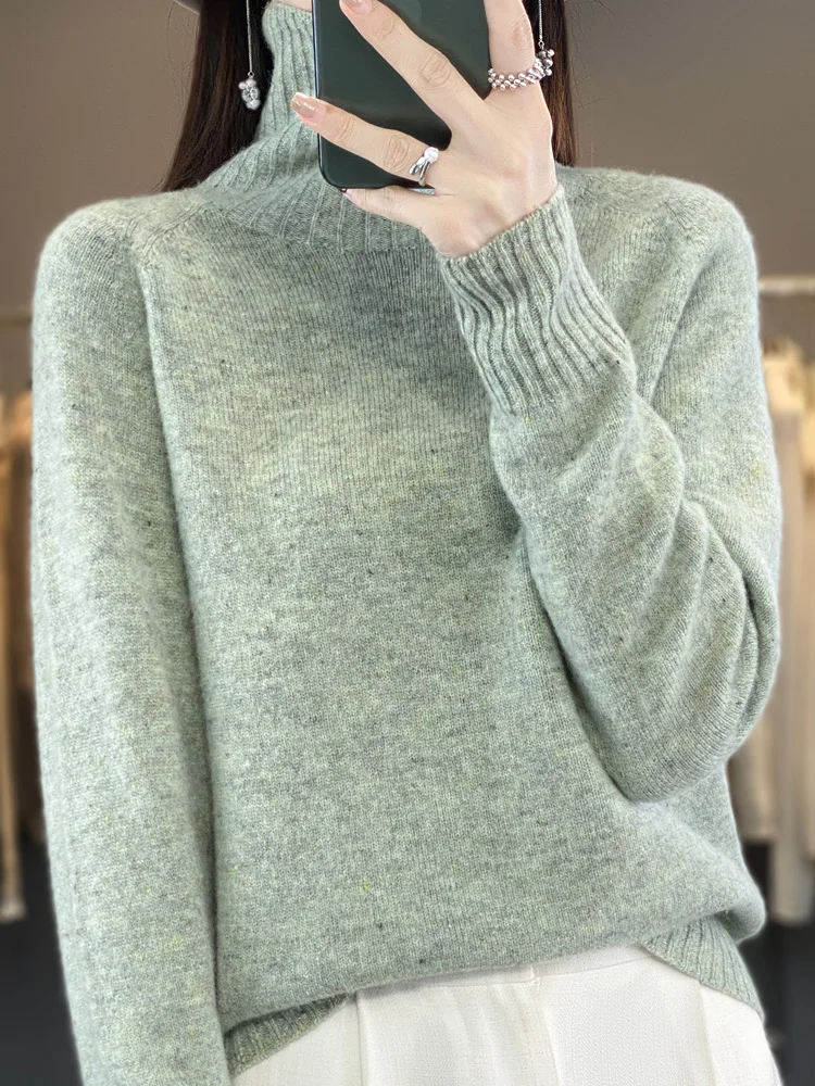 

CHICUU Autumn Winter Women Turtleneck Cashmere Sweater Thick Raglan Sleeve Pullover 100% Merino Wool Knitwear Soft Warm Clothing