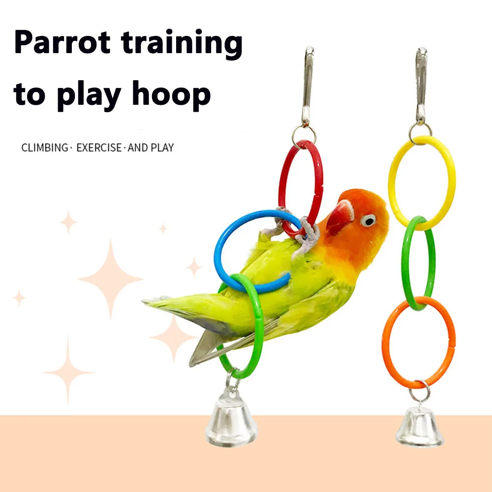 

Colorful Bird Plastic Ring Chain Game Round Hook Swing Climbing Cage Toys With Bell Decoration Parrot Toys Bird Cage Decoration