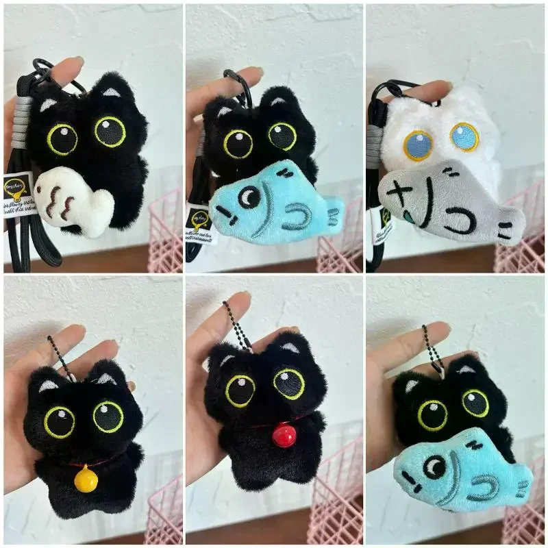 

Cute Cartoon Plush Black Cat Keychain Bag Pendant Decoration Kawaii Stuffed Doll Toy Car Keyring Accessories Couples Gift