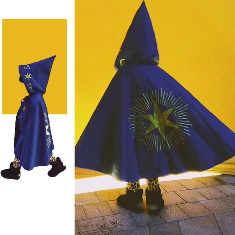 

Halloween Hooded Capes Trendy Kids Wizard Cosplay Costume Boys Girls Elaborated Halloween Party Cloak Stage Performance Props