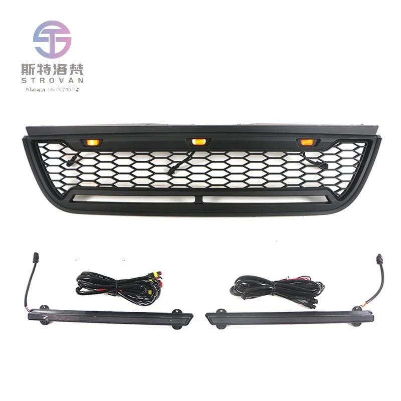 

Hot Sales 2002-2005 Exterior Accessories Offroad Front Grille Matte Black Grille With Light Bar&Letter Fit for Explorer