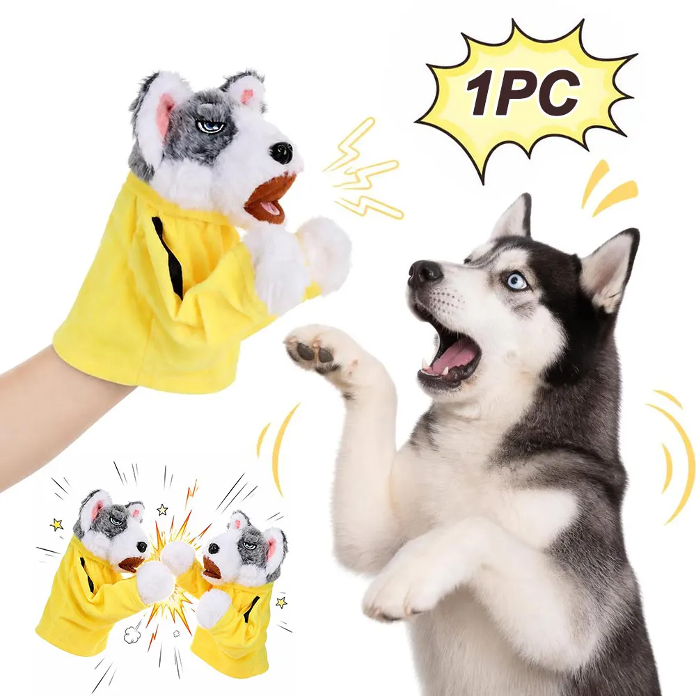 Creative with Sound Boxing Dog Doll Plush Kids Gifts Husky Vocal Hand Puppet Battle Interactive Toy