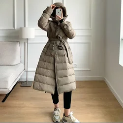 Winter New European Fashion Women's Down Jacket Loose Commuting Casual Windproof Hooded Slim Fit White Duck Down Parkas