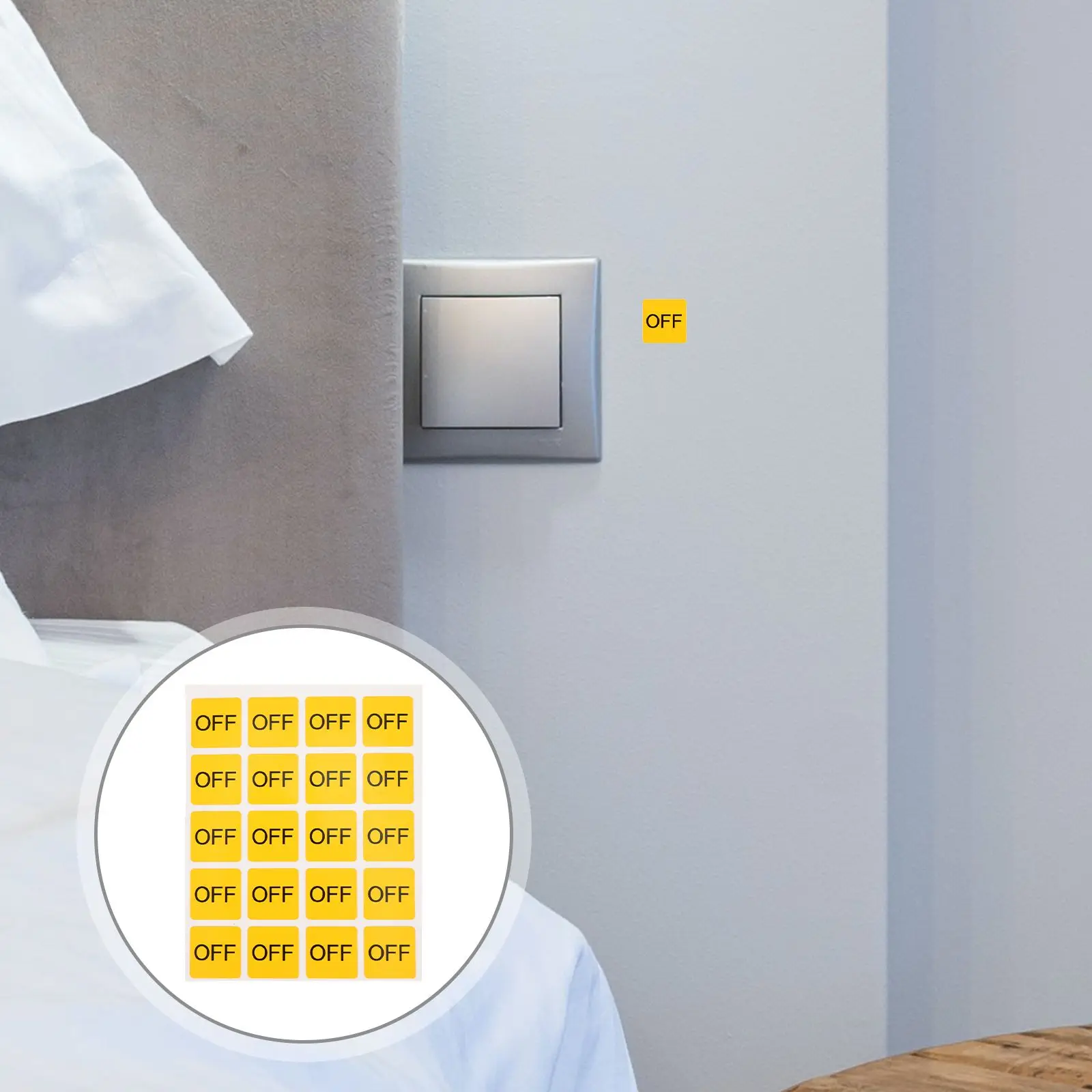 20 Pcs Yellow Switch Button Warning Sticker Labels Stickers Light Strip Electrical The