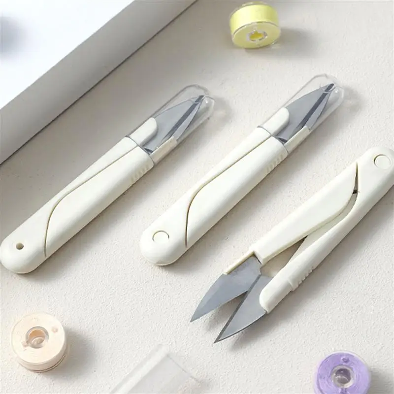 

Tailor's Scissors Stainless Steel Spring Scissors With Cover Portable Thread Head Fish Thread Sewing Scissors Cross-Stitch