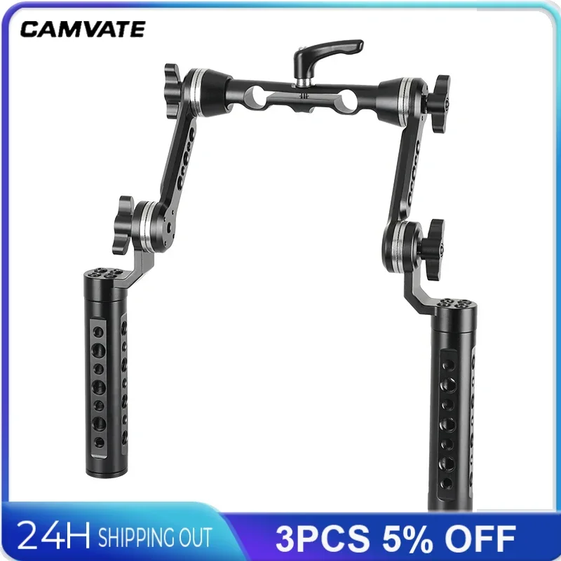 CAMVATE Aluminum Cheese Handgrip Rig With Strengthening ARRI Rosette Magic Arm & 15mm Dual Rod Clamp For DSLR Shoulder Mount Rig