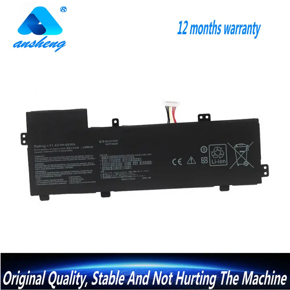 

New B31N1534 Laptop Battery For Asus Zenbook UX510 UX510UW UX510UX Series 3ICP7/60/80 0B200-02030000 11.4V 48WH