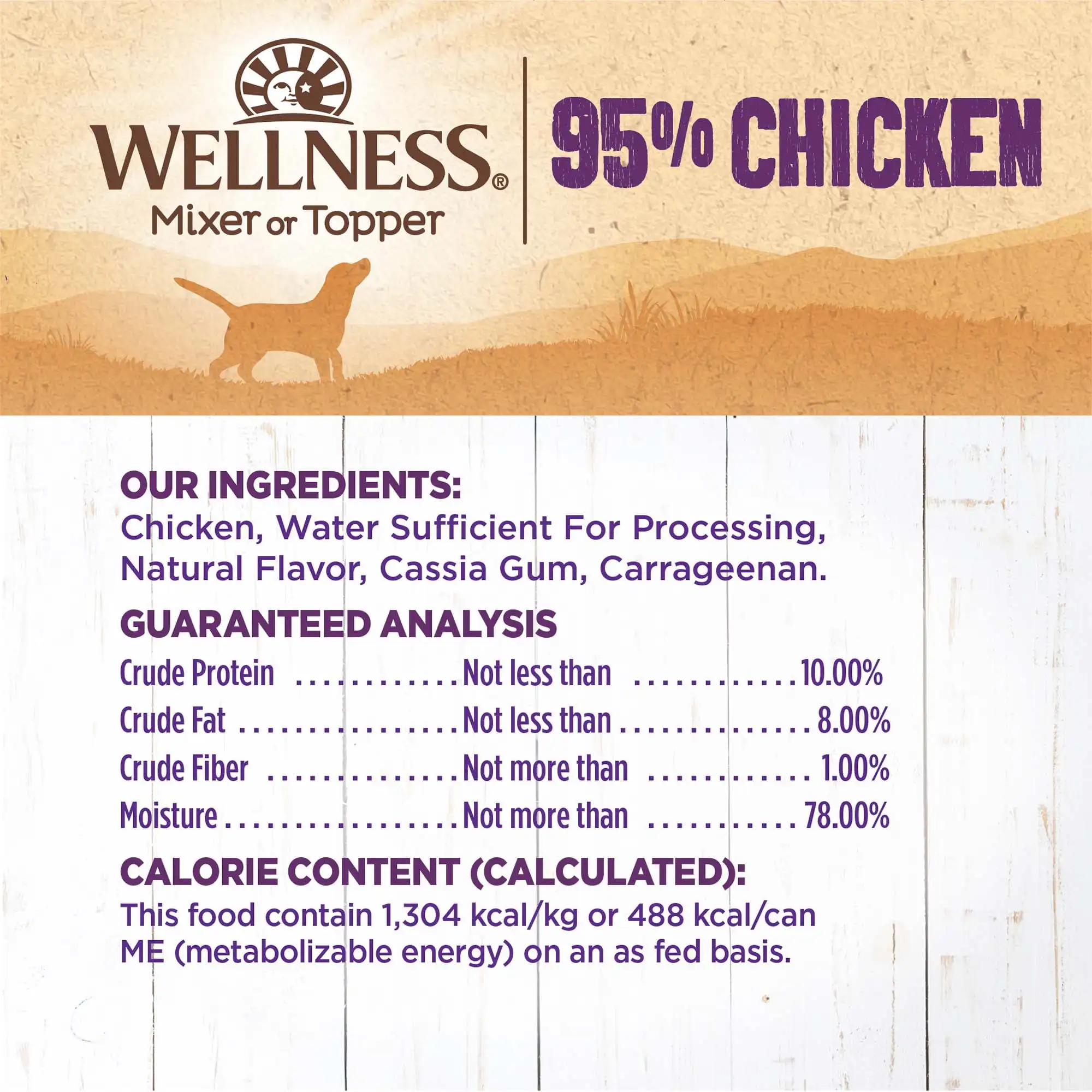 Wellness Cibo per cani in scatola naturale al 95% di pollo umido senza cereali, lattina da 13,2 once (confezione da 12)