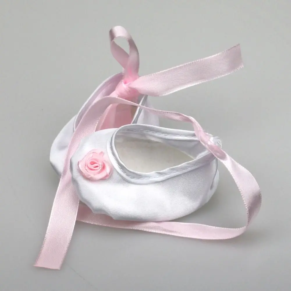 1 Pair Cloth Bow Doll Shoes Low Top Bowknot Mini Ballet Shoe Handmade Tie Up Doll Mini Shoes Dollhouse Miniature