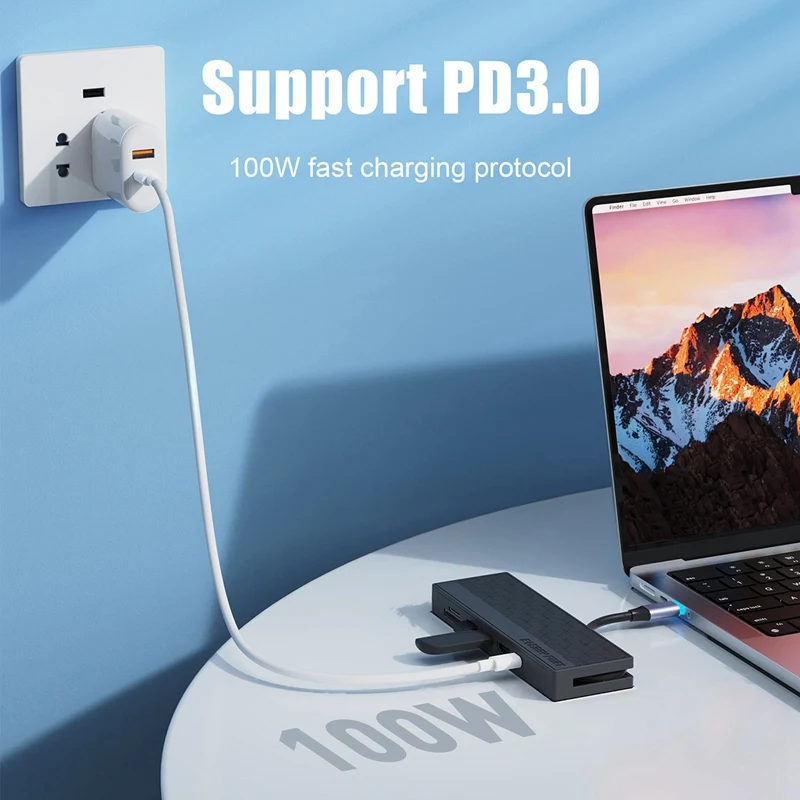 1 Piece 7In1 USB 3.0 Dock Station USB C Hub 5Gpbs High Speed 1000Mbps Ethernet RJ45 Gigabit 4K OTG Adapter Splitter For Laptop