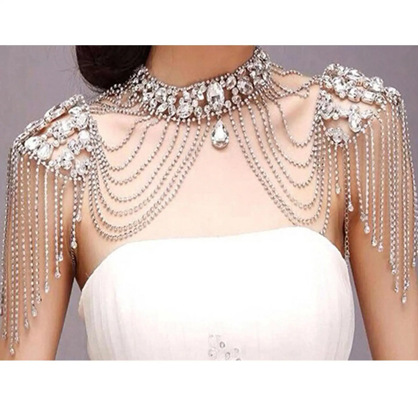 Shoulder Chain Necklace Bikini Gift Fashion Adjustable for Wedding Gril Shoulder Strap Bride Beads Lace Jewelry Crystal Accs