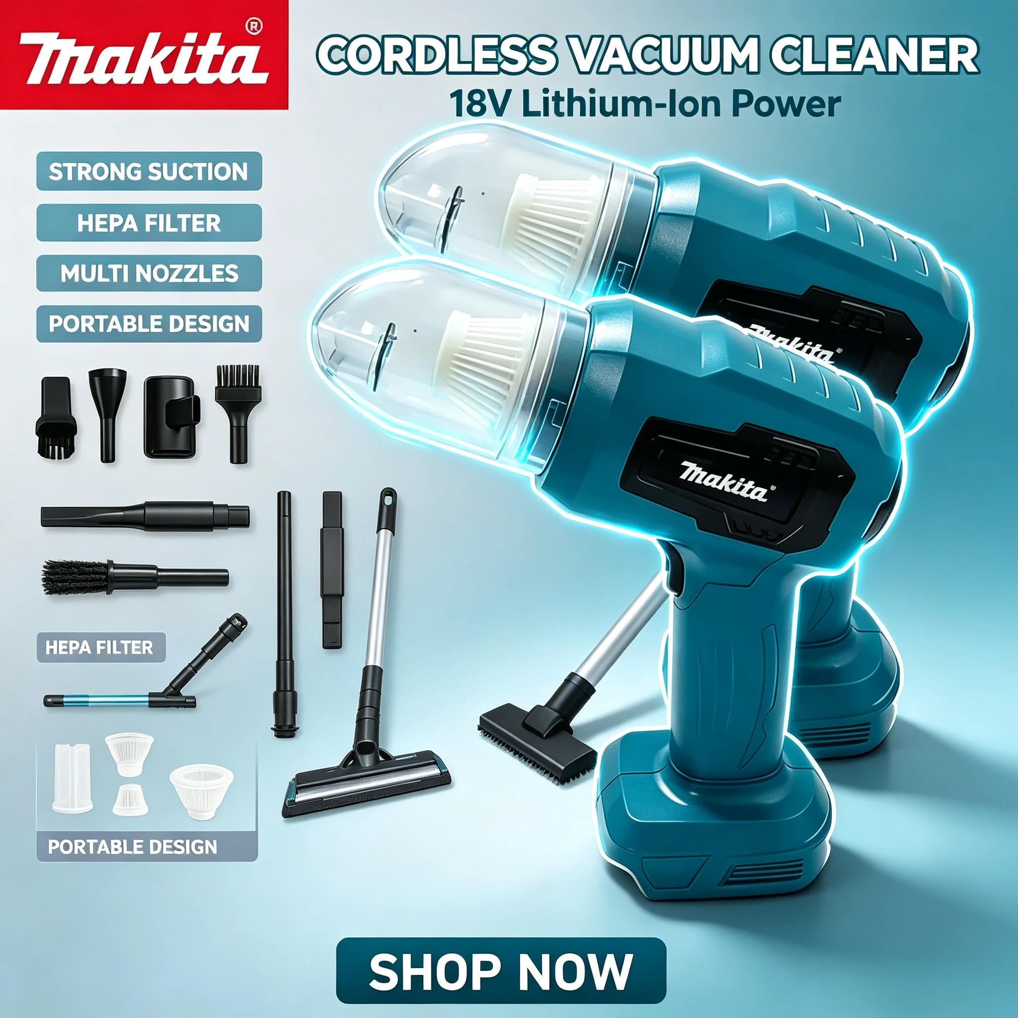 Makita 18V Power Tools  Mini Car Vacuum Cleaner Multifunction Handheld  Rechargeable  Dust Collect  Tool For Makita Battery