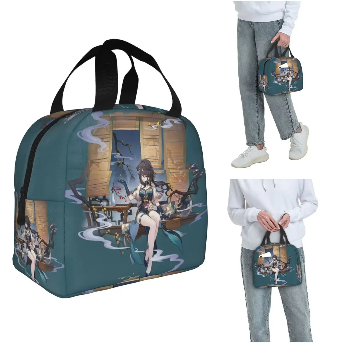 

Ruan Mei Honkai Star Rail Cartoon Game Insulated Lunch Bag for Kids School Cooler Thermal Food Box Tote Lunch Boxes Container