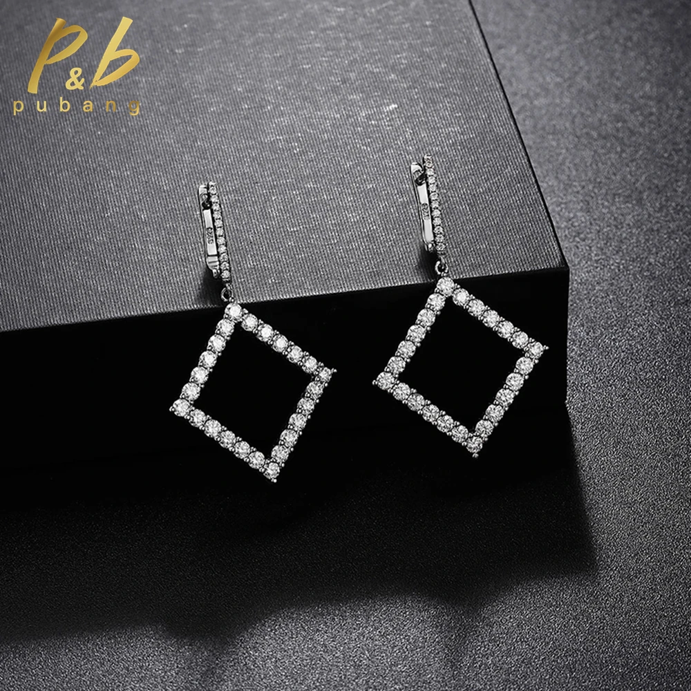 

PuBang Fine Jewelry Solid 925 Sterling Silver 3EX VVS1 GRA Moissanite Diamond Wedding Drop Earrings for Women Gift Free Shipping