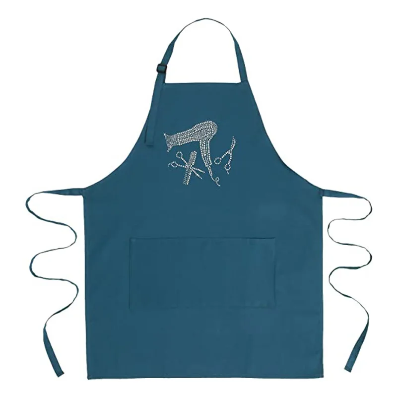 

Large Size Barbershop LOGO Stick Imitation Diamond Kitchen Home Hair Salon Pockets Adult Bib Waist Adjustable Strap Aprons