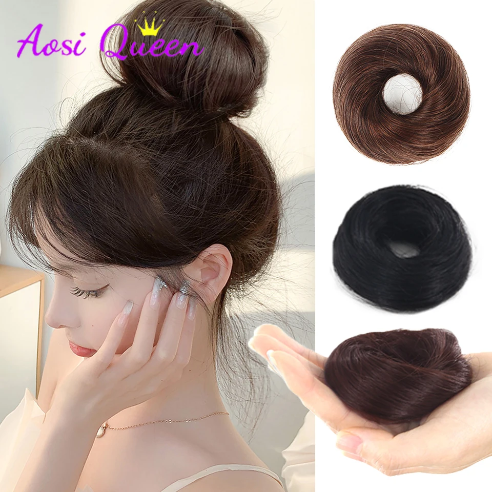 

AOSI QUEEN Ladies Elastic Straight Synthetic Hairpieces Scrunchie Wrap For Hair Bun wrap Donut Chignon Accessories