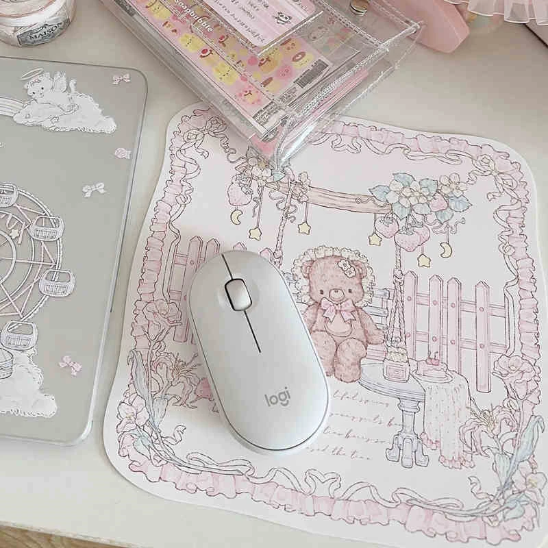 Cute Table Mat Rabbit Bear Table Mat Large Mouse Pad Leather Placemat Coaster Office Desk Waterproof Thickened Tablecloth